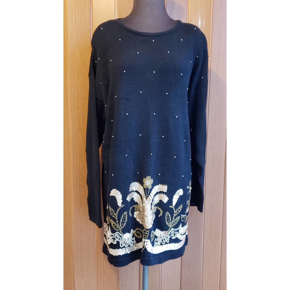 Trimmings size large vintage black & gold sweater